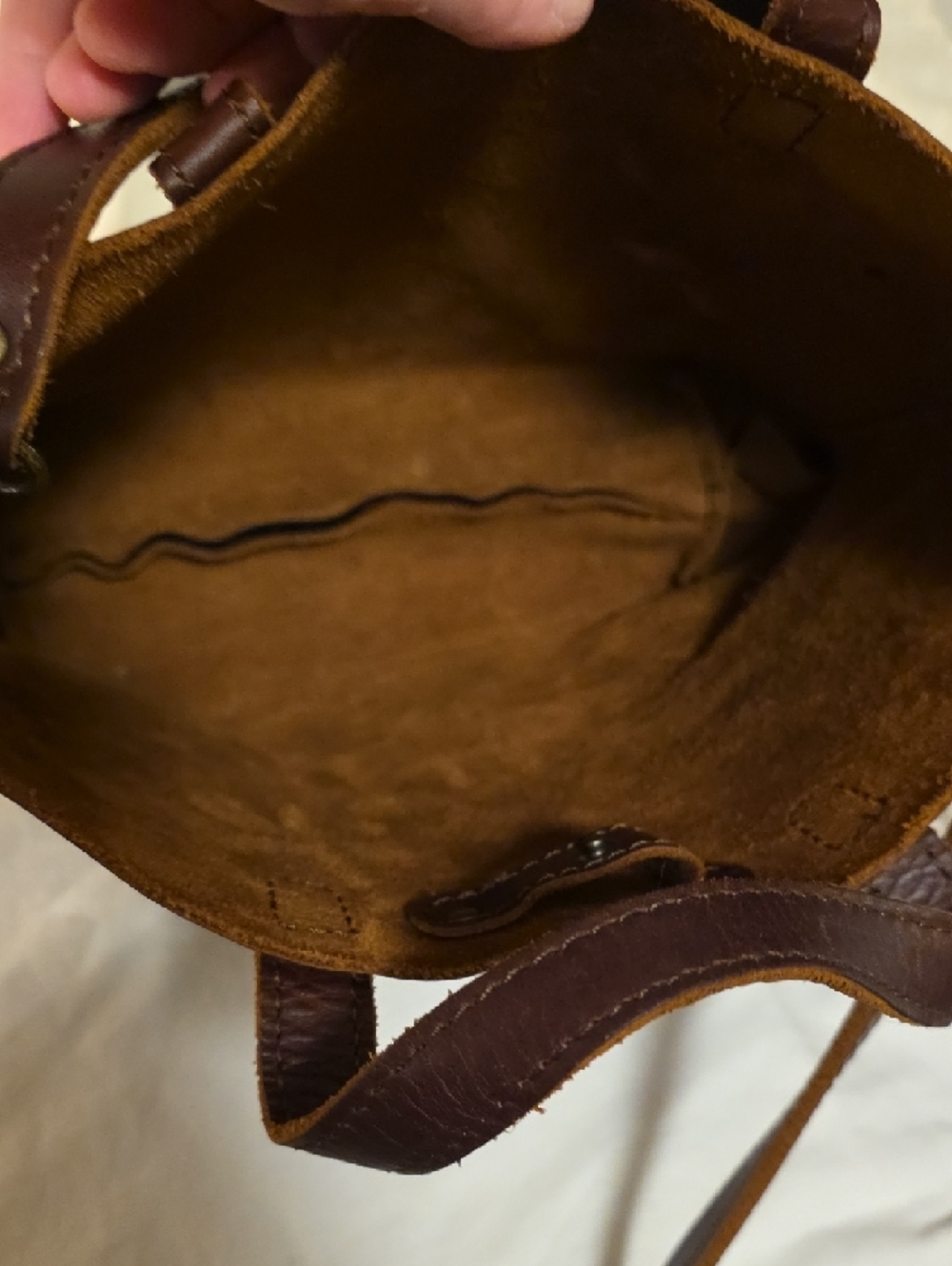 Portland Leather Brown Mini Crossbody Tote Bag with Front Pocket - Picture 4 of 6